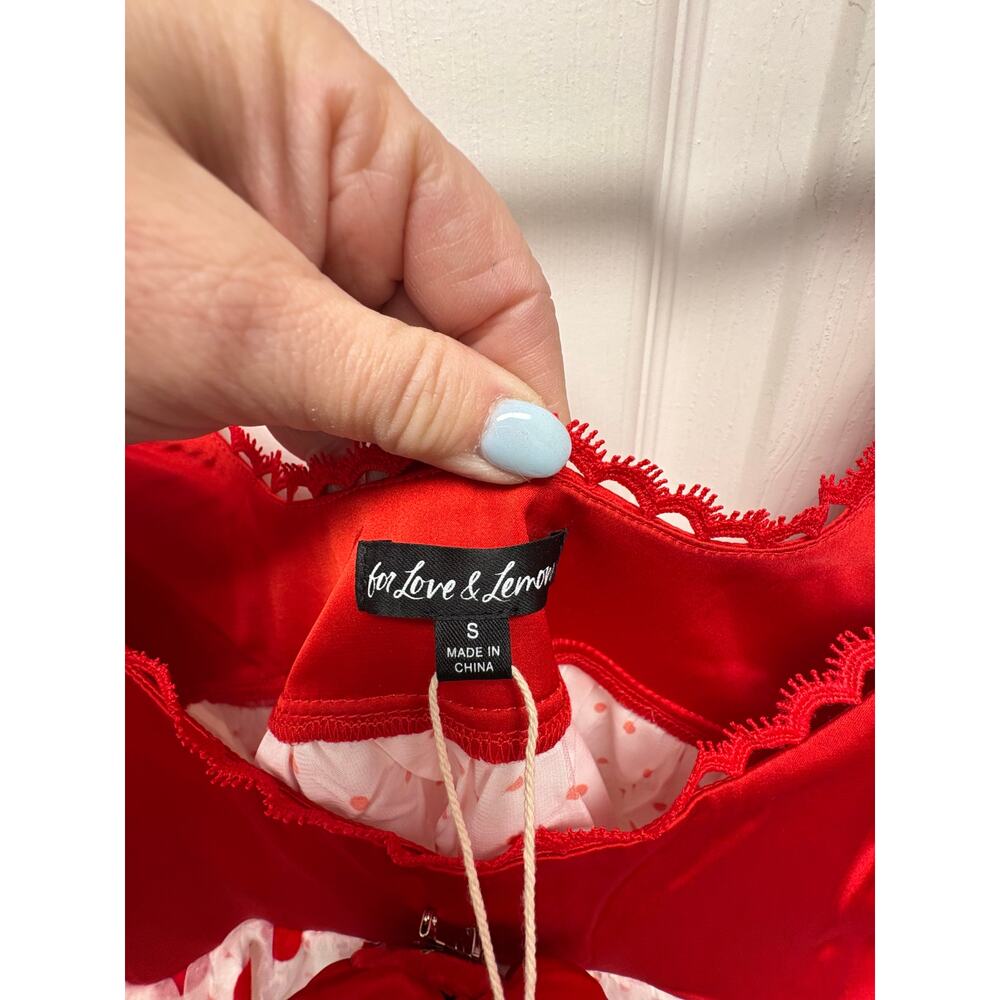 For Love & Lemons Dress Rhoda Red Polka Dot, Empire Waist, NWT, Womens Size S - Picture 6 of 9